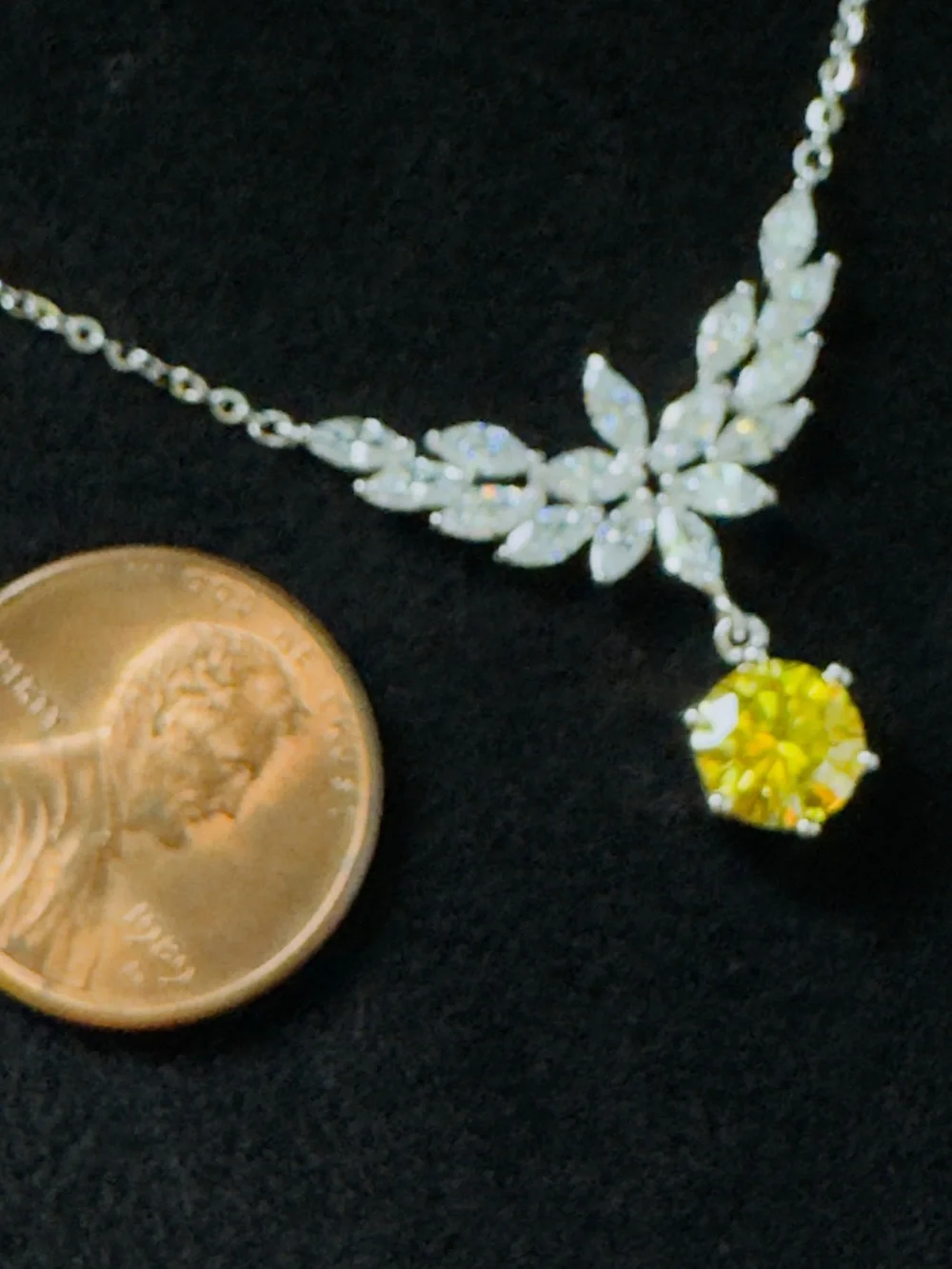 1 Carat Yellow Moissanite Pendant Necklace | S925 Sterling Silver